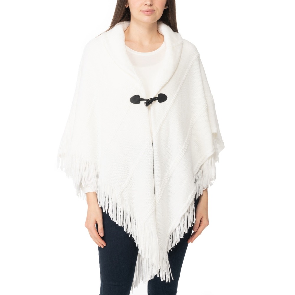 Charter Club Women's Raschel-Knit Toggle Poncho Wrap